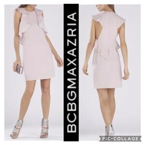 BCBGMAXAZRIA Jenni Ruffle-Shoulder sleevless cut out Dress size medium